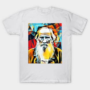 Leo Tolstoy Abstract Portrait | Leo Tolstoy Abstract Artwork T-Shirt